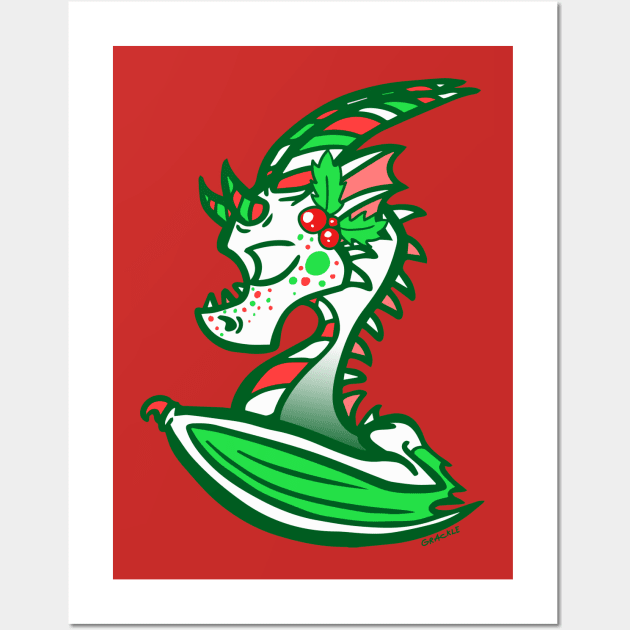 Holly Jolly Dragon Wall Art by Jan Grackle